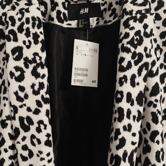 H&M Monochrome Leopard Print Blazer Sz 6 New w/Tag - Picture 5 of 5